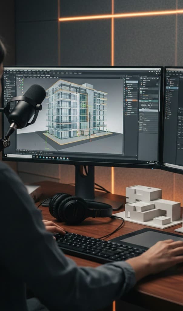 Sara trabajando en diseño arquitectónico y creación de contenido